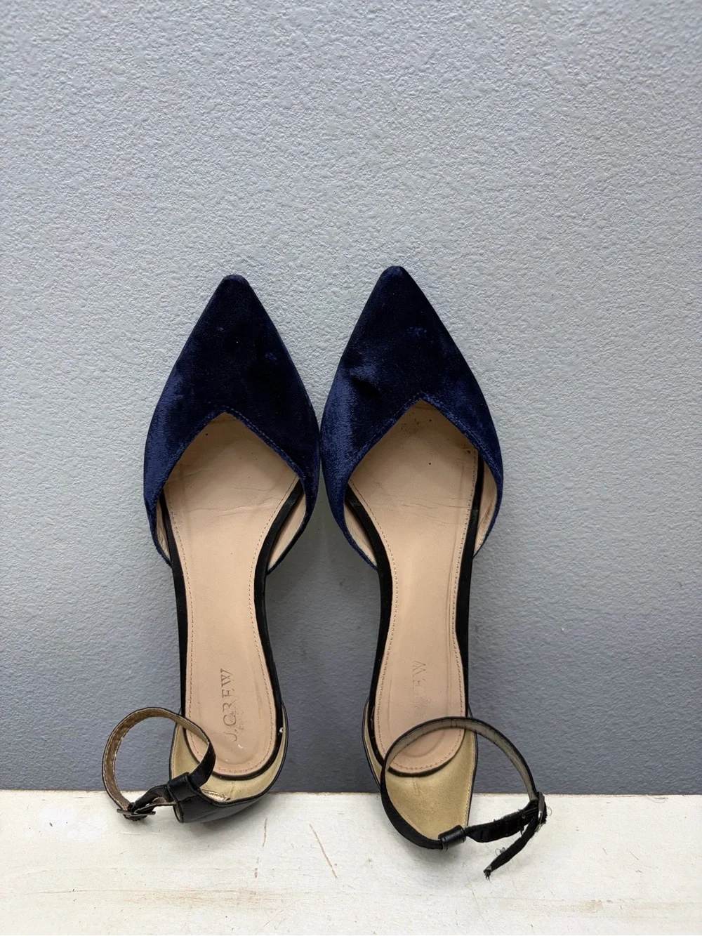 J. Crew Blue Velvet Pointed Toe Flats Size 9